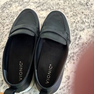 Vionic Black Leather Loafers